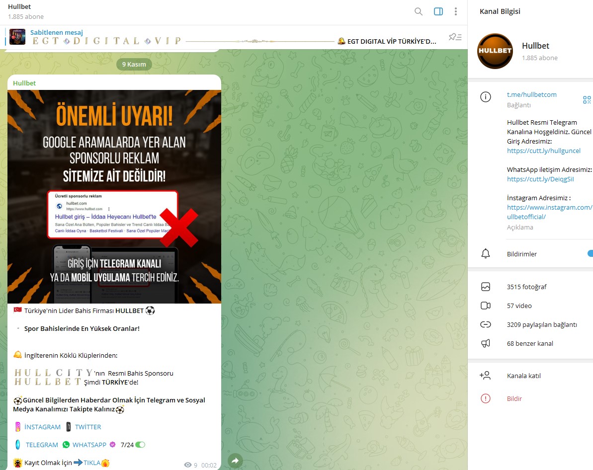 Hullbet Telegram